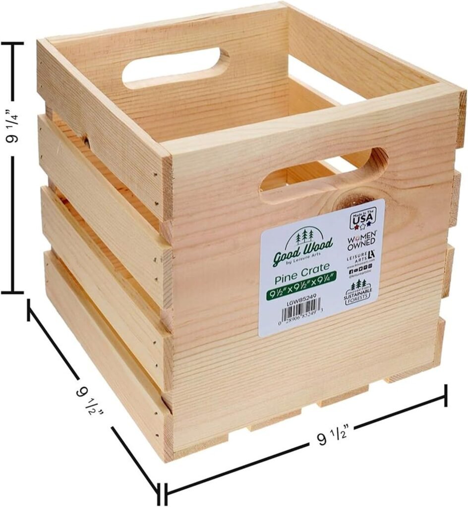 LEISURE ARTS Good Wood Wooden Crate, wood crate white, wood crates for display, wood crates for storage, wooden crates white finish, 18 x 12.5 x 9.5