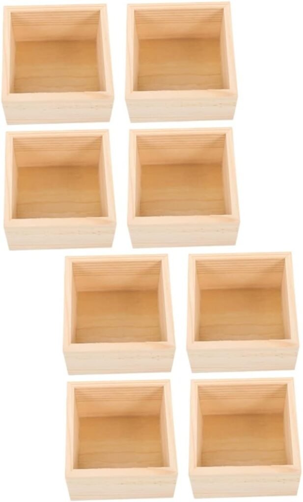 MAGICLULU 8 Pcs Boxes Handicraft Wooden Box Wood Crates for Display Wooden Trinket Boxes Small Wooden Crates Pencil Drawer Candy Decorations Tablescape Decor Organizer Plant