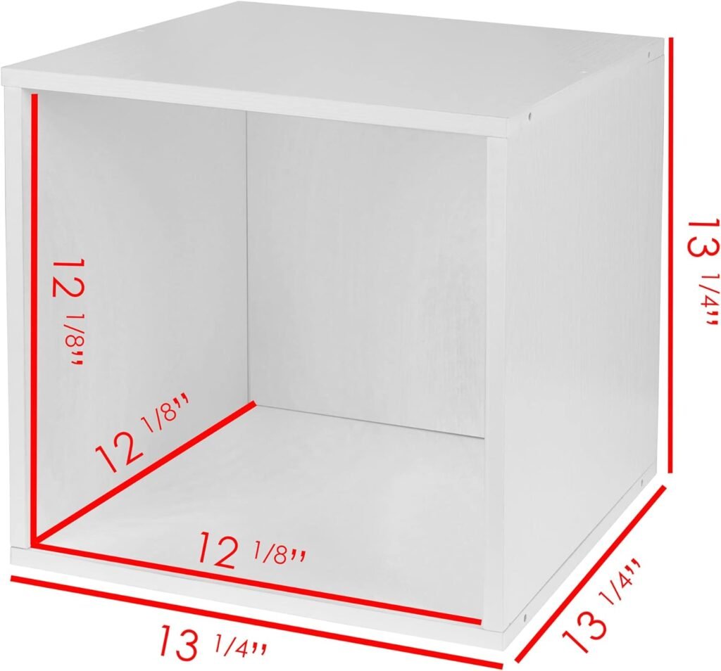 Niche Cubo Storage Organizer Open Bookshelf Set- 2 Full Cubes/4 Half Cubes- White Wood Grain