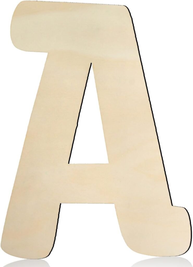 Wooden Letters 8 Inch Wood Letter A 1/5 Inch Thick Cutouts Unfinished Wooden Alphabet Letters for Wall Decor Crafts DIY Painting Birthday Party Nursery Holiday Large Home Decorations